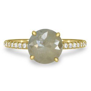 2.03 TCW Round Diamond Engagement Ring 14K Yellow Gold Fancy Yellowish Gray
